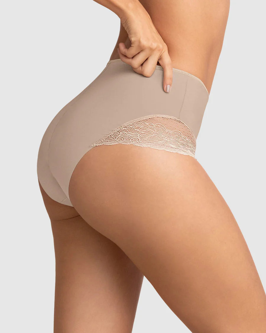 Braga hípster con compresión en abdomen y encaje lateral