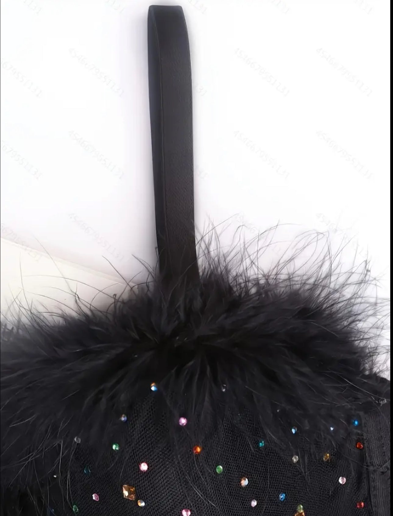 Corset pluma con piedrecitas tipo diamantes y piedras con brillo