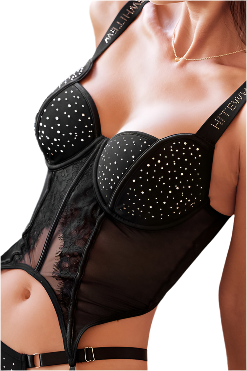 Conjunto de lenceria sexy con piedrecitas brillantes