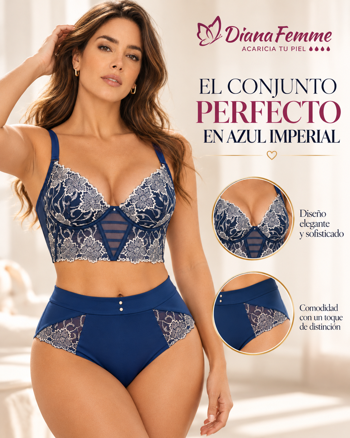 Braga Cachetera Azul Imperial con Bordado