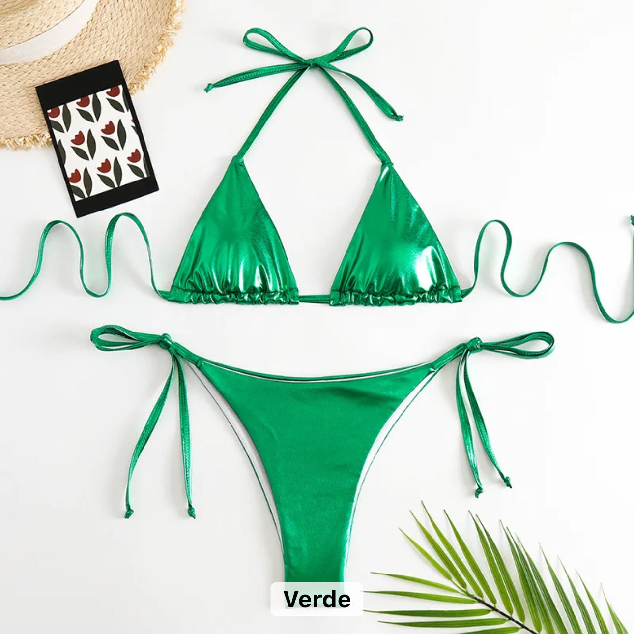 Bikinis elegantes radiantes metalizados de diseñadora