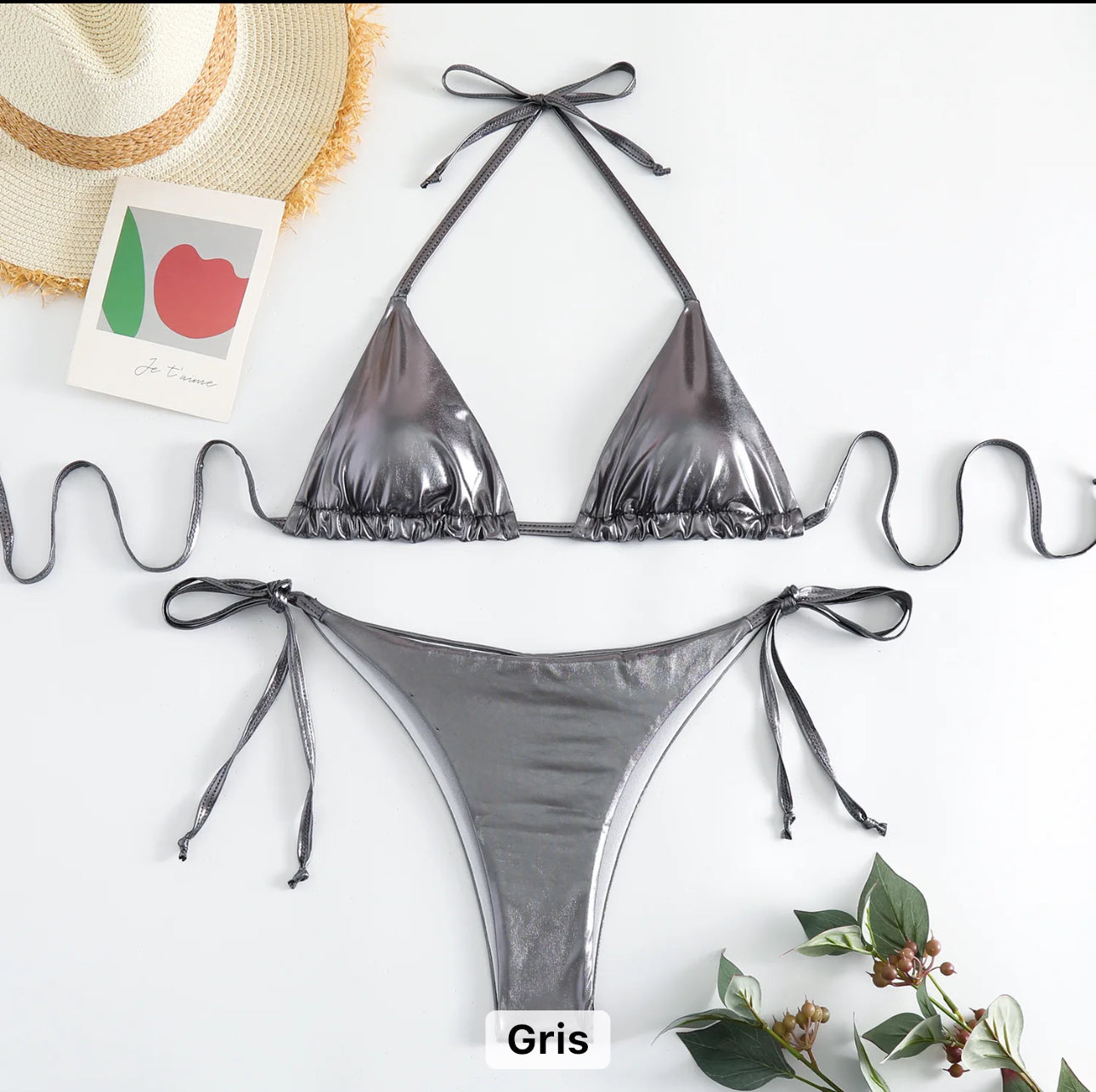 Bikinis elegantes radiantes metalizados de diseñadora