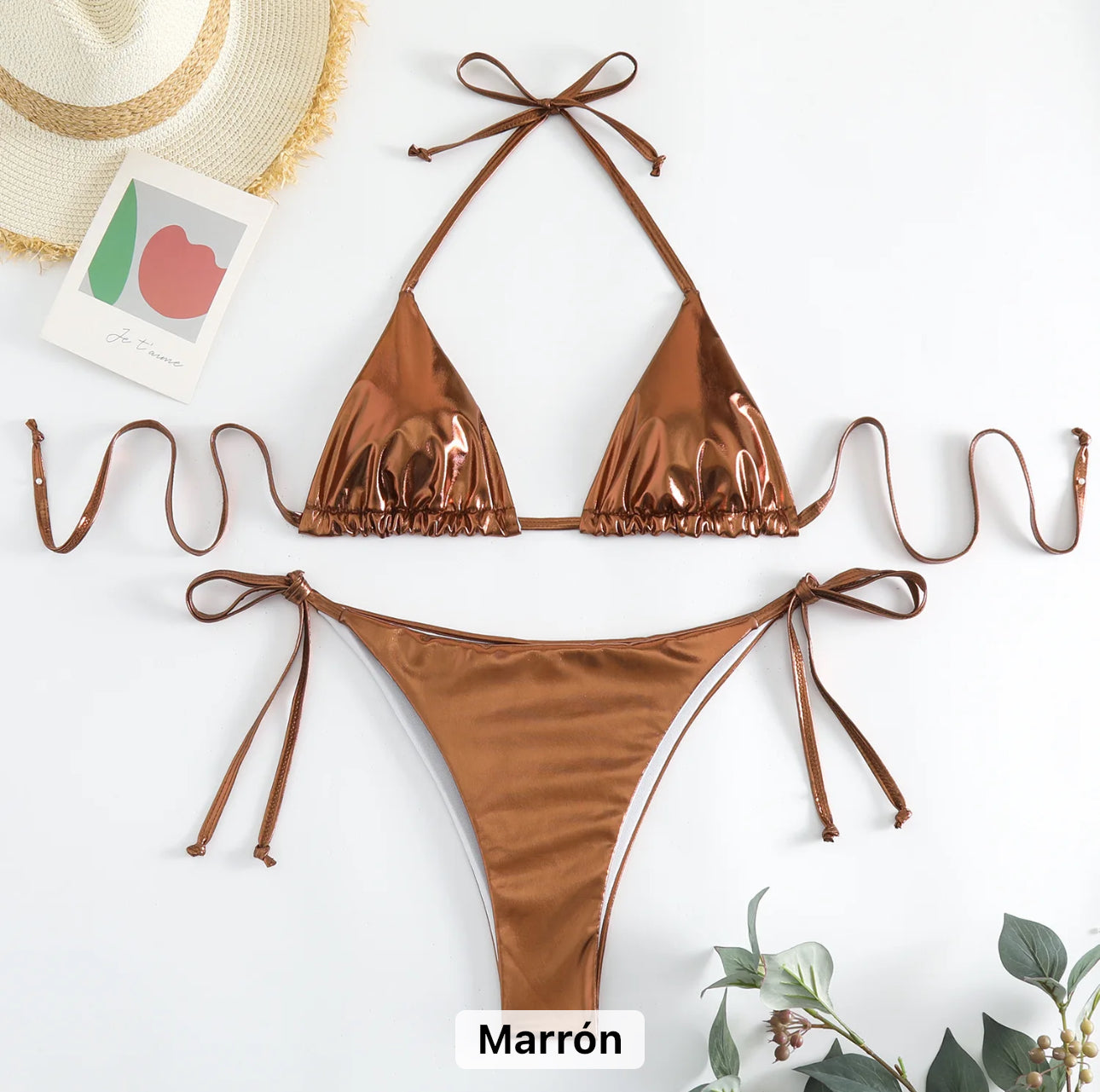 Bikinis elegantes radiantes metalizados de diseñadora