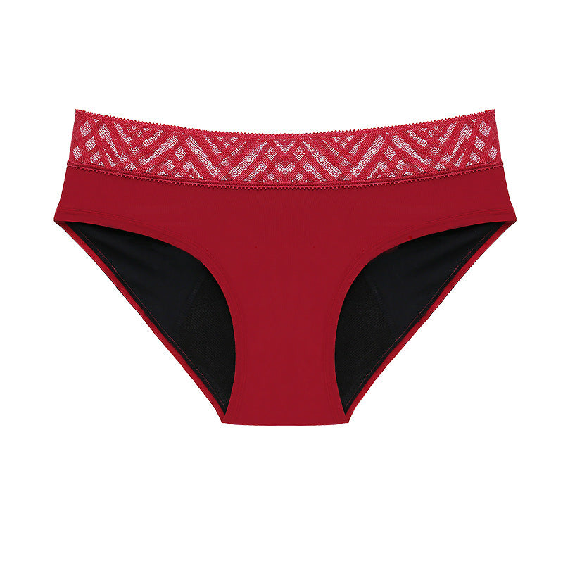 Bragas menstruales con encaje y costura