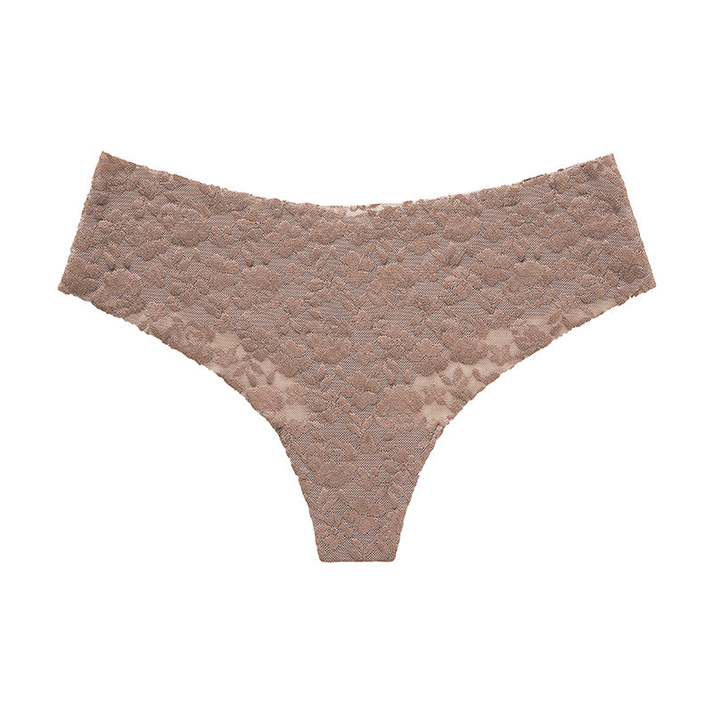 Tanga de encaje con acabado invisible