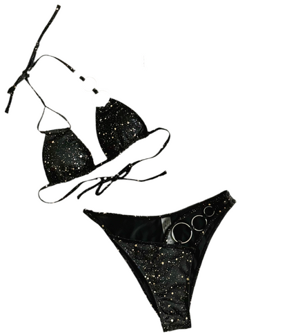 Oferta! Bikini Elegancia Cósmica con Detalles Metálicos y destellos dorados