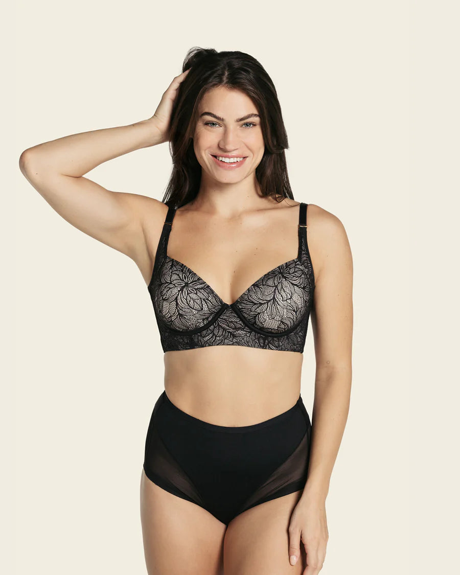 Sujetador de push up suave y cubrimiento alto en sisa y espalda Cover Bra en encaje
