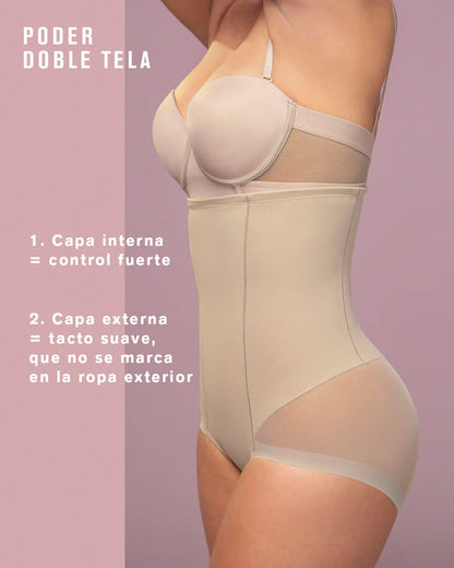 Braga faja de tiro alto y control de abdomen invisible en glúteos