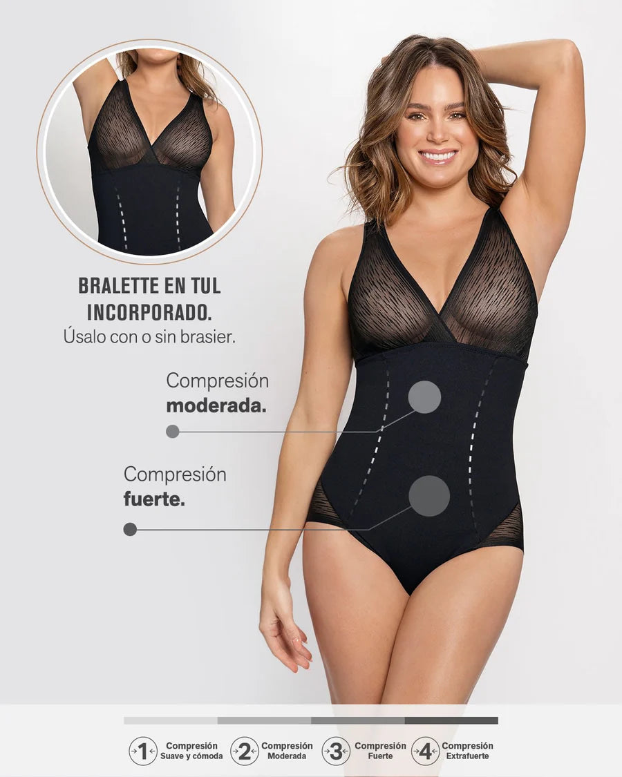 Faja tipo body con bralette incorporado con control de abdomen