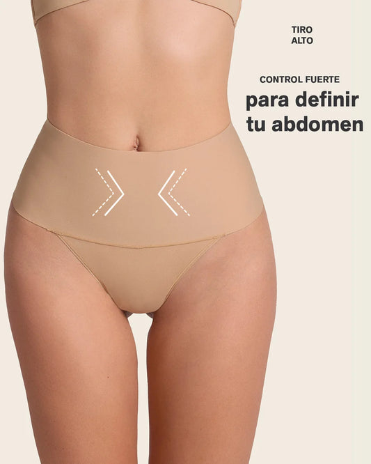 Tanga moldeadora con fajón ancho de control fuerte tiro alto / LEONISA
