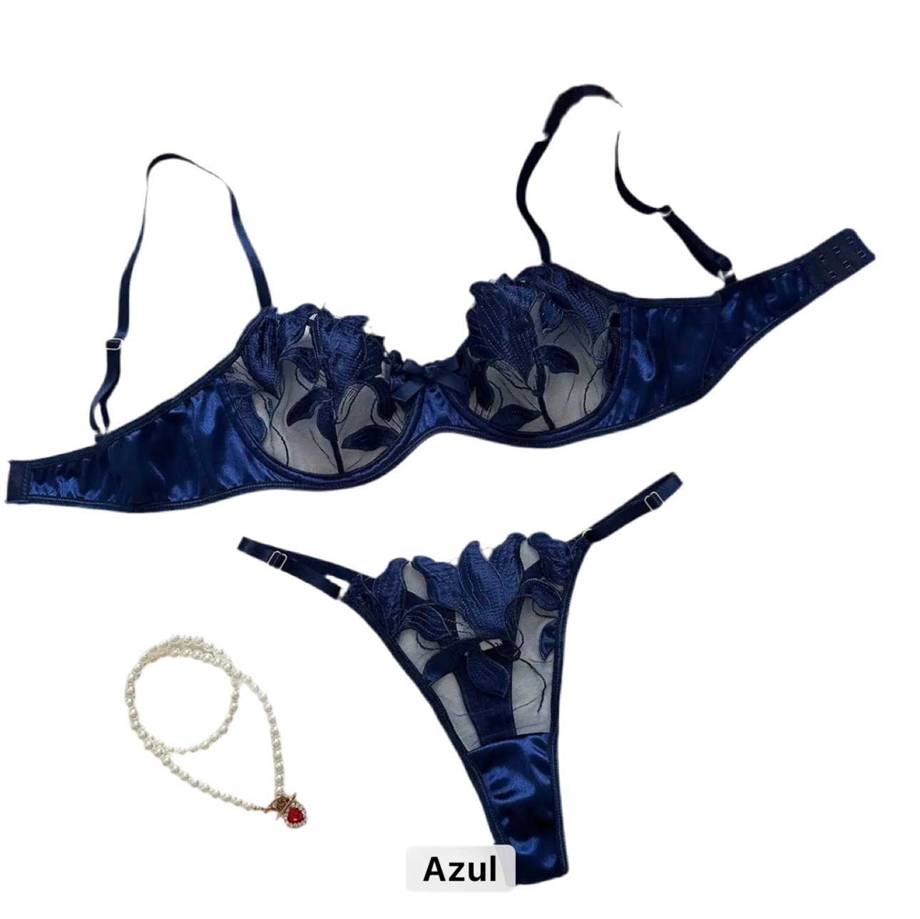 Set elegante y sensual con transparencias y orquídeas que se fusionan en tu piel