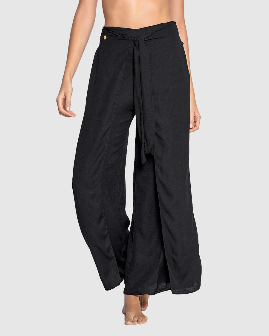 Oferta -20% Pantalón playero tipo lino anudable en el frente / LEONISA
