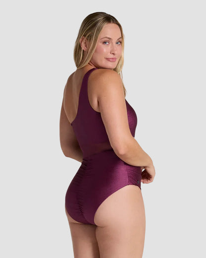 Oferta -20% Bañador entero de un solo hombro con compresión suave de abdomen bajo / LEONISA