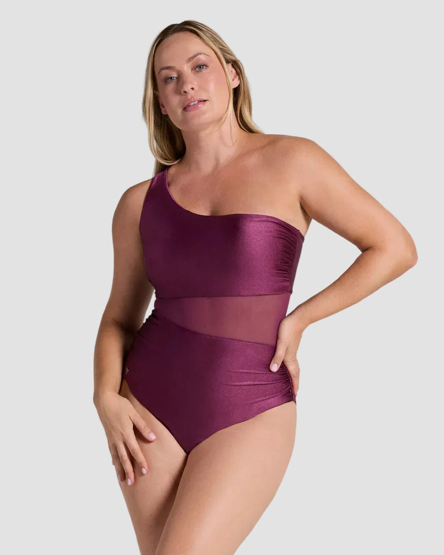 Oferta -20% Bañador entero de un solo hombro con compresión suave de abdomen bajo / LEONISA