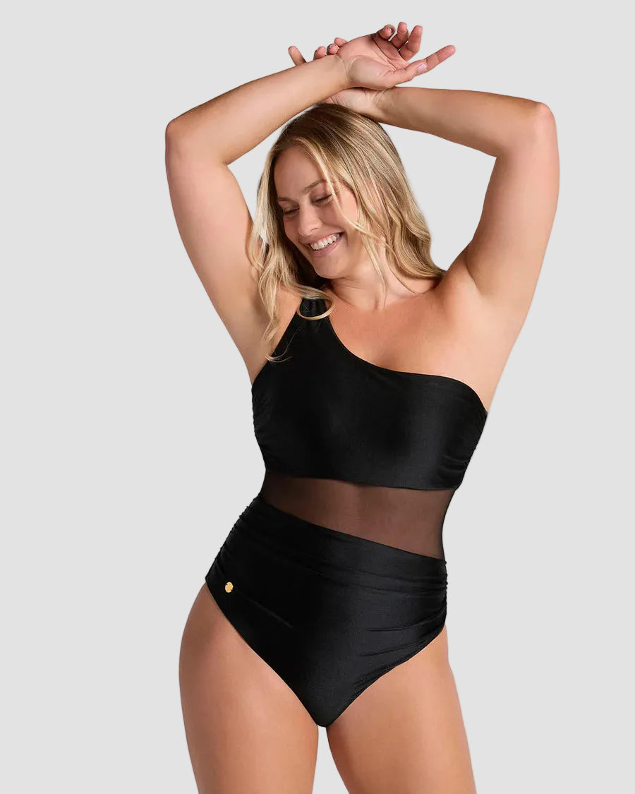 Oferta -20% Bañador entero de un solo hombro con compresión suave de abdomen bajo / LEONISA