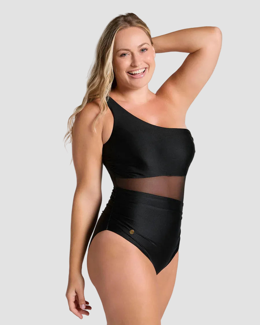Oferta -20% Bañador entero de un solo hombro con compresión suave de abdomen bajo / LEONISA