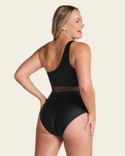 Oferta -20% Bañador entero de un solo hombro con compresión suave de abdomen bajo / LEONISA