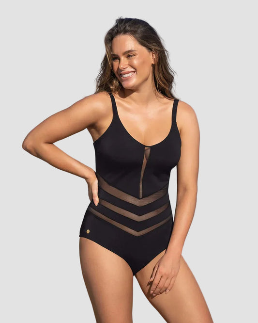 Bañador reductor con transparencias en abdomen