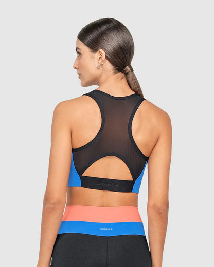 Top deportivo de buen ajuste con espalda en tul