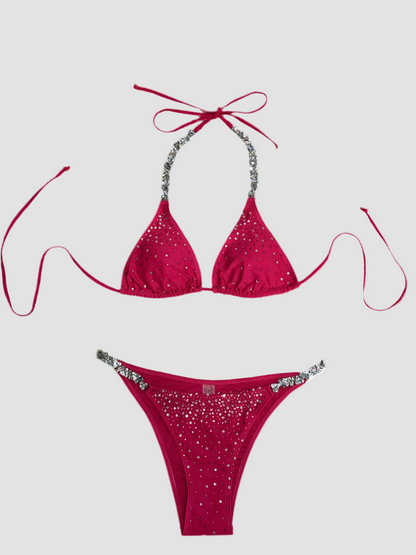 Oferta! Bañador Rojo con Pedrería – Lujo Total para Brillar en Cada Foto