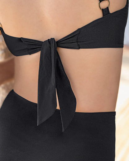 Bikini con braga tiro alto y top de buen cubrimiento