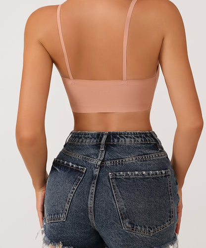 Super oferta al por mayor Top tipo camisilla, Sujetadores deportivos sin costuras, apariencia invisible