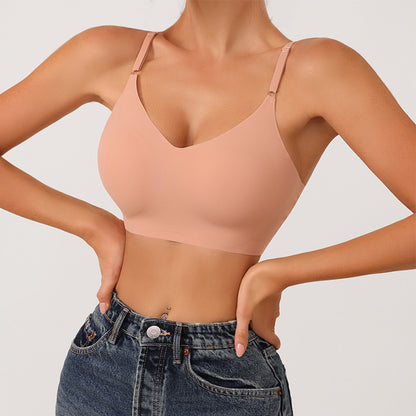 Super oferta al por mayor Top tipo camisilla, Sujetadores deportivos sin costuras, apariencia invisible