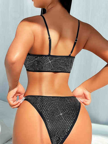 Oferta! Bikini Negro con Pedrería de lujo