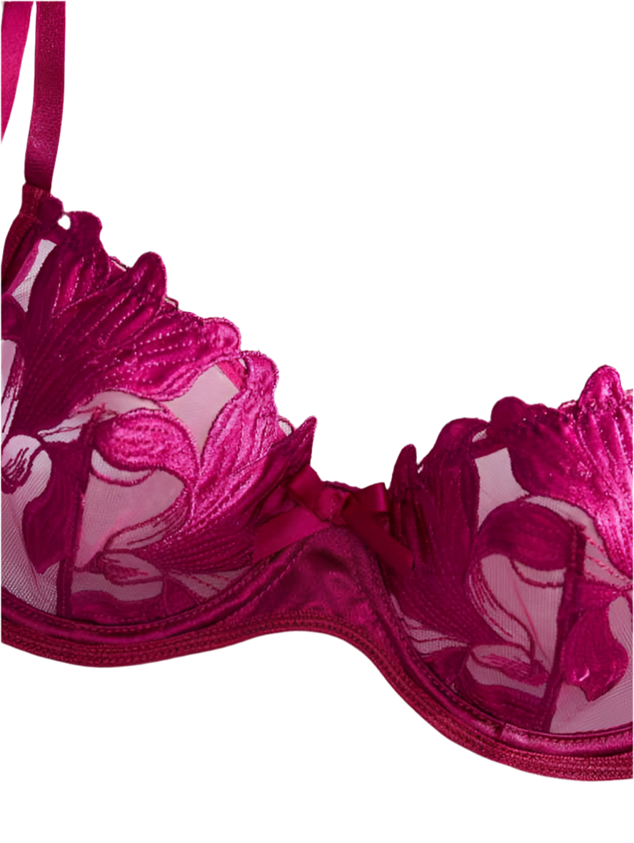 Set elegante y sensual con transparencias y orquídeas que se fusionan en tu piel