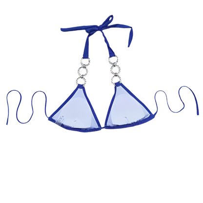 Oferta! Bikini Azul profundo con Pedrería y detalles metálicos – Glamour Atemporal para Brillar con Estilo