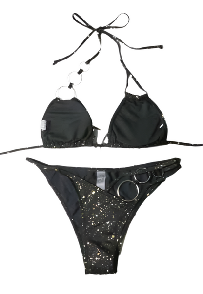 Oferta! Bikini Elegancia Cósmica con Detalles Metálicos y destellos dorados