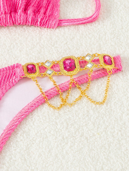 Oferta! Bikini Rosa Rayas Textura