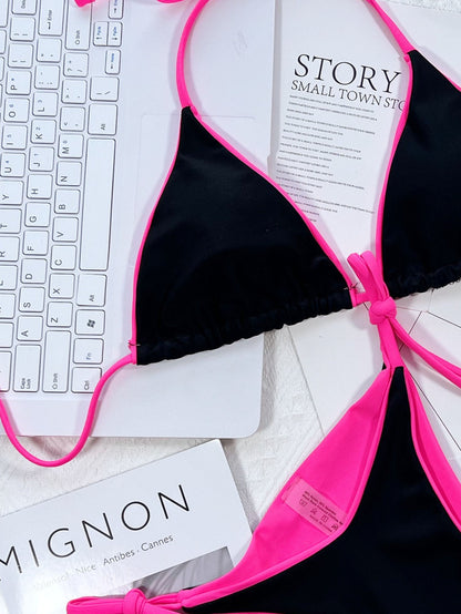 Oferta! Bikini Rosa Fluorescente y Negro