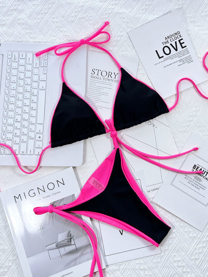 Oferta! Bikini Rosa Fluorescente y Negro