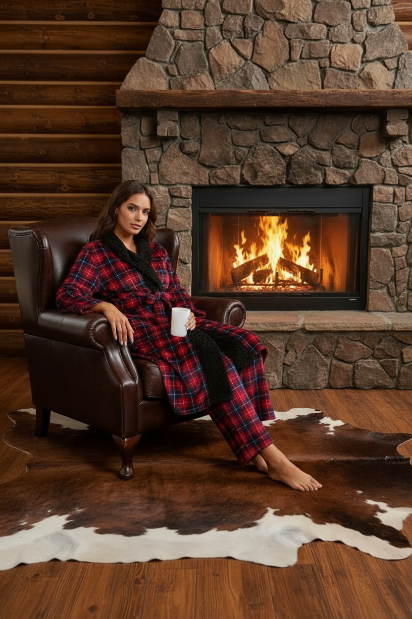 Oferta! -50% Conjunto de pijama para invierno. Bata con cinturón + pantalón