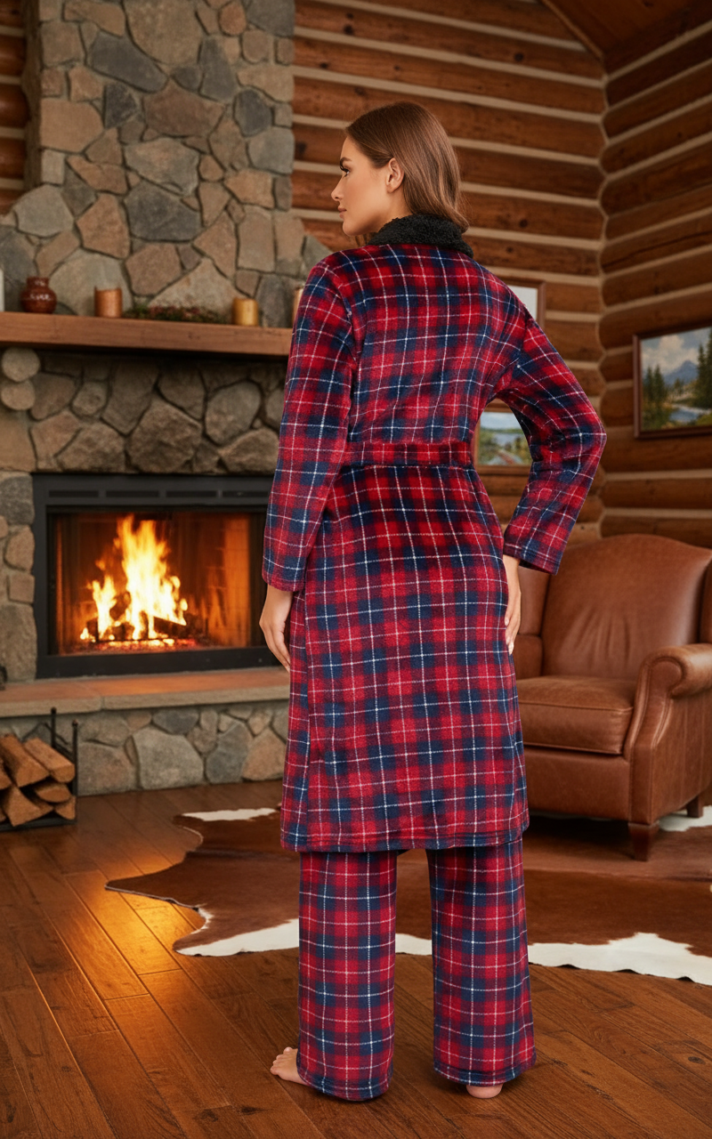 Oferta! -50% Conjunto de pijama para invierno. Bata con cinturón + pantalón