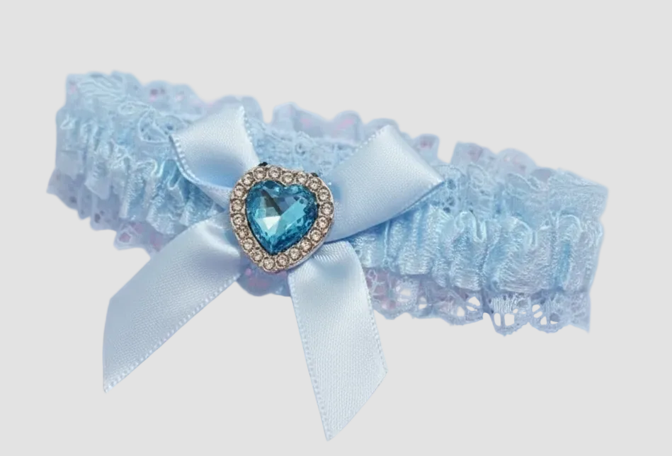 Elegante liga de novia con encaje y pedrería