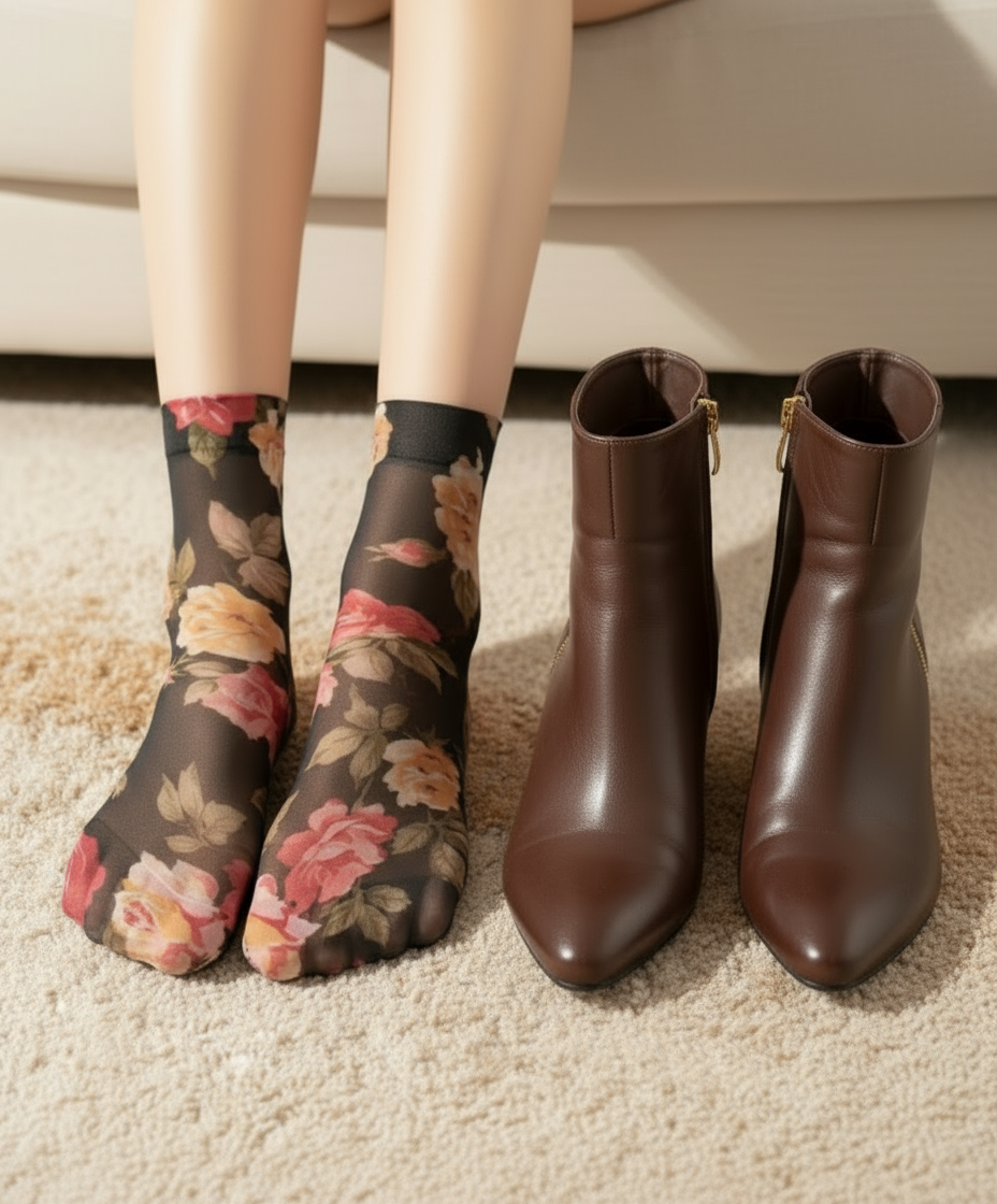 Calcetines cortos retro con estampado