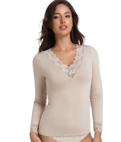 Camiseta calentadora interior térmica para mujer.