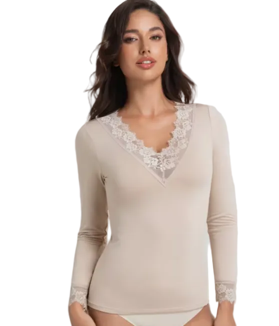Camiseta calentadora interior térmica para mujer.