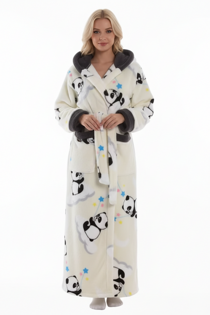 Oferta -50% Bata larga polar con capucha y bolsillos