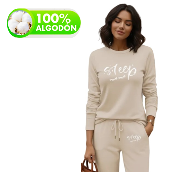 Conjunto Pijama Manga Larga 100% Algodón
