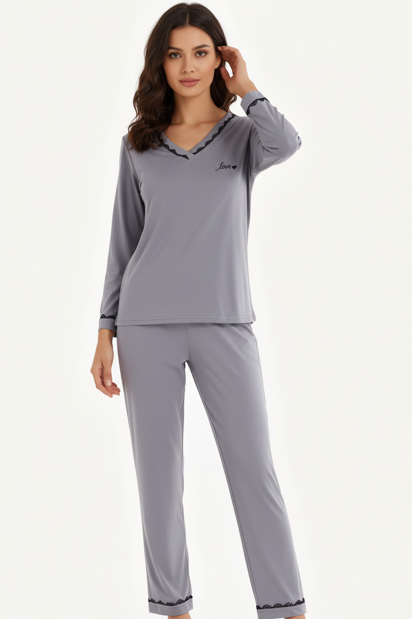 Conjunto Pijama Manga Larga 100% Algodón