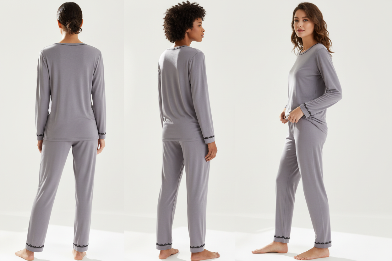Conjunto Pijama Manga Larga 100% Algodón