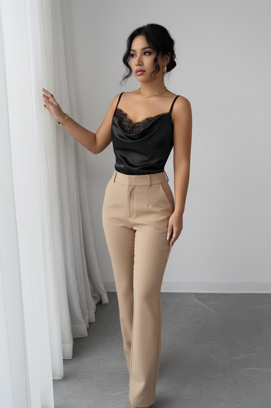 Top para mujer con tirantes saten de encaje