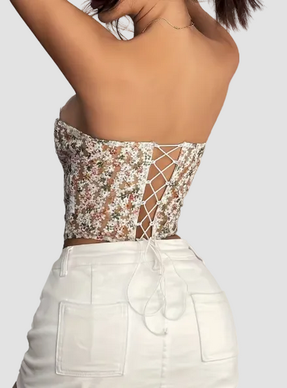 Oferta -20% Corset semi transparente de flores
