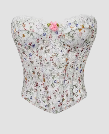 Oferta -20% Corset semi transparente de flores