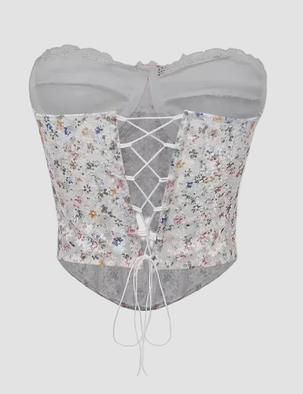 Oferta -20% Corset semi transparente de flores