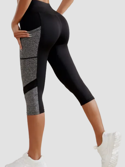 Legging Deportivo Capri con Bolsillo Lateral Gris y Negro