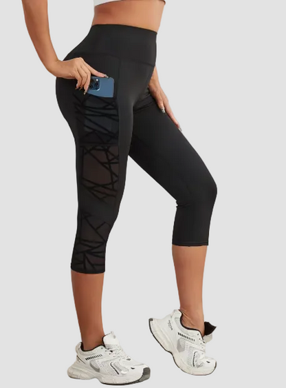 Legging Deportivo Capri con Bolsillo Lateral Gris y Negro